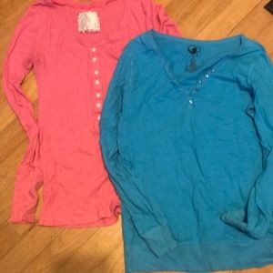 Lot of 2 Large long sleeved Henleys